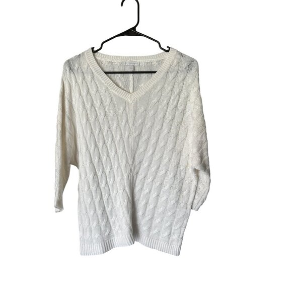 New York & Company Women's White Knitted Top - Picture 2 of 6